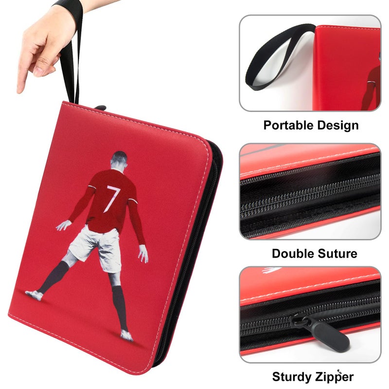WTVIDAS Soccer Card Binder 400 Pockets for Soccer Trading Cards Collectors Portable Waterproof Card Storage Book with Removable Clear Sleeves Compatible with Soccer Cards 2025-26 - Image 4